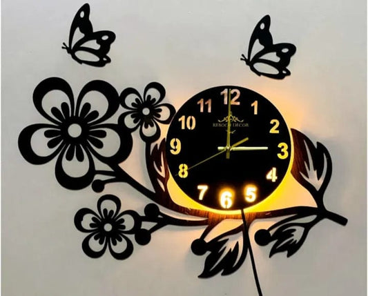 Flower Shaped Wall Clock With Light